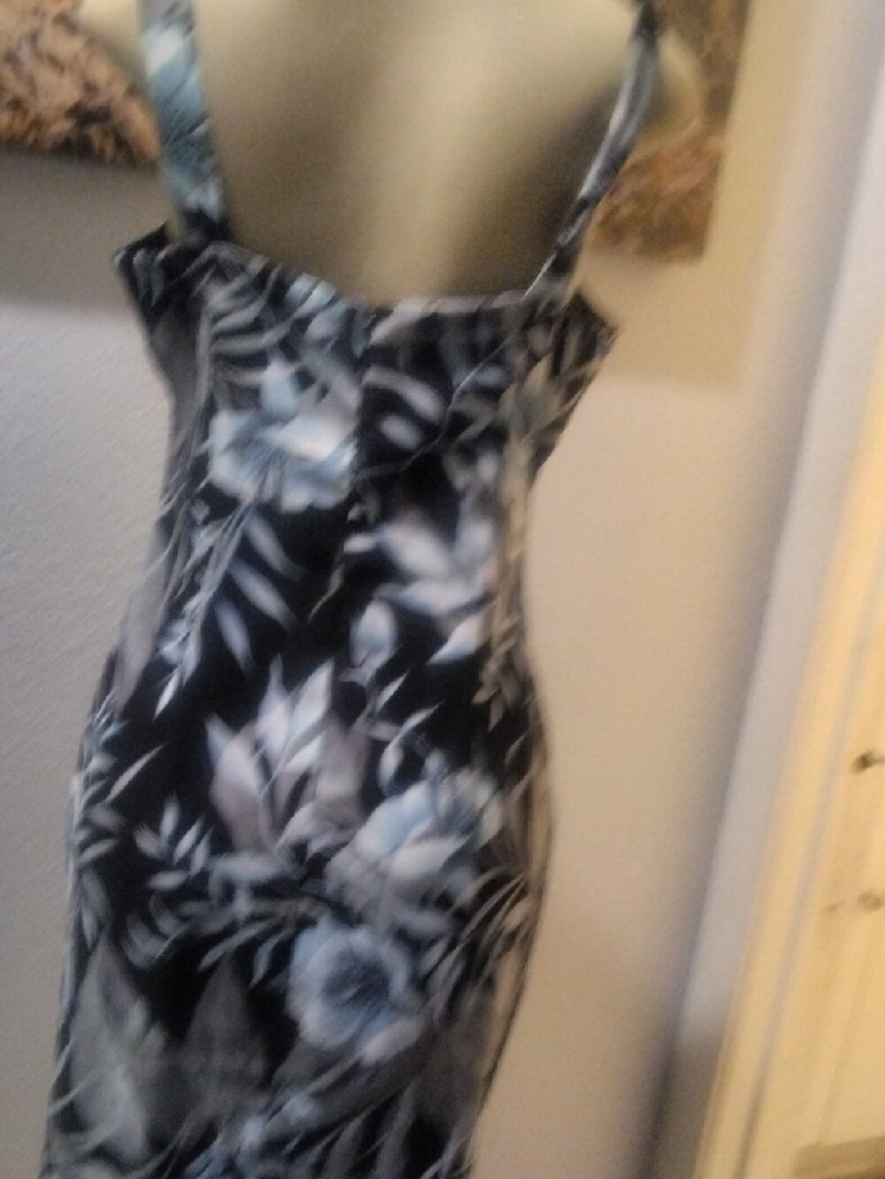 connected apparel Black Floral Sheath Dress with Black Blue Blooms - Picture 7 of 10